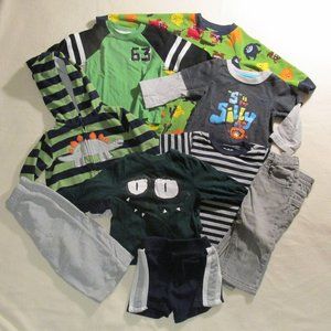 Boys 12M Play Clothes Stripes & Dinosaurs 9 pieces
